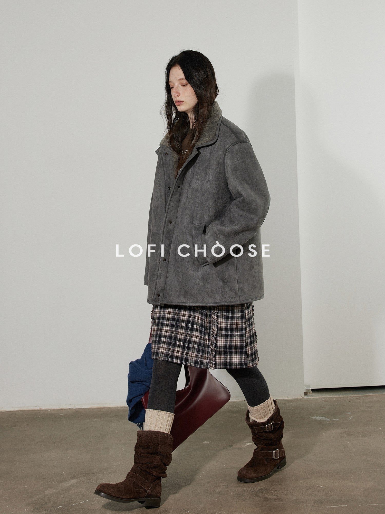 Lofi choose High Waist Cotton Colorblock Straight Loose Fit Workwear For Women Mini Skirts