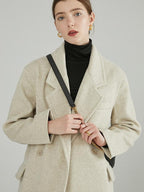 fano Minimal Commuter Double Breasted Straight Midlength Blazer Women Long Coats