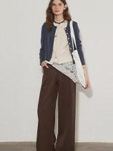 Lofi choose Two Tone Button Front Loose Fit Commuter Round Neck Women Knitwear Cardigans