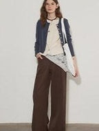 Lofi choose Two Tone Button Front Loose Fit Commuter Round Neck Women Knitwear Cardigans