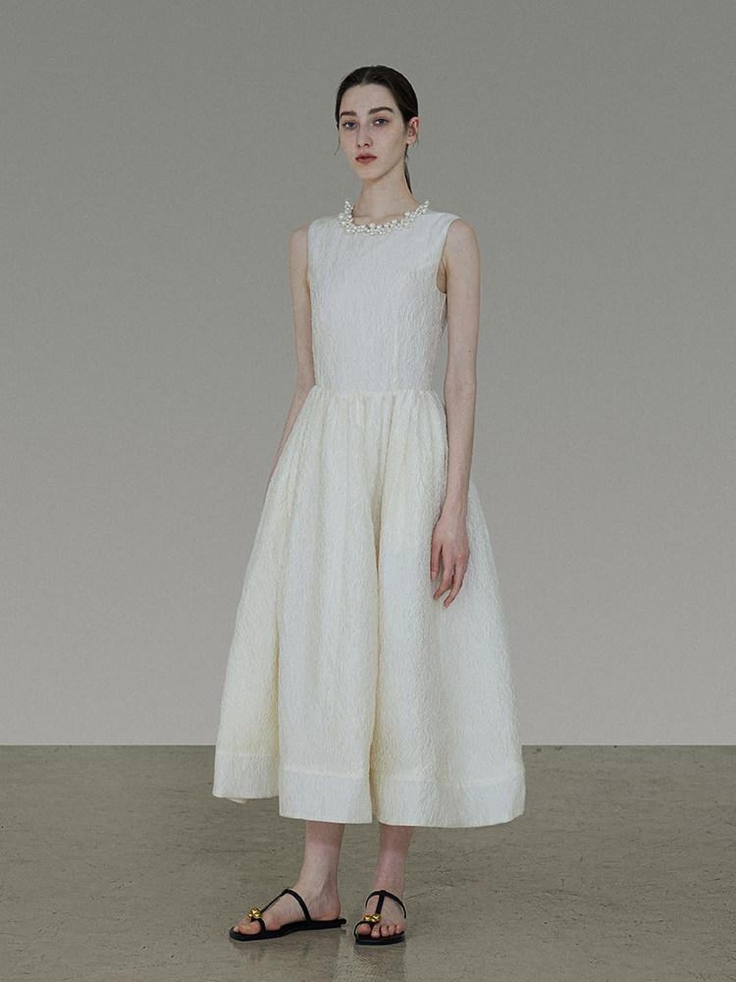unspoken Polyester Blend A Line Fitted Waist Round Neck Sleeveless Casual Maxi Dresses