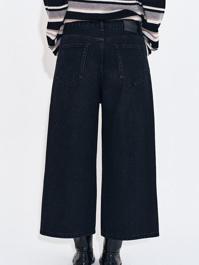fano High Waist Cotton Button Fly Casual No Stretch Women Black Straight Leg Jeans