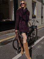 audreyyang Thick Mohair Blend Commuter V-neck For Women Solid Mustard And Grape Wool Coats