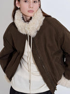 fano Insulated Stand Collar Straight Fit Commuter Dark Coffee Zipper Puffer Jackets