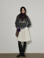 Lofi choose Acrylic Blend Relaxed Fit Office Crew Longsleeve Dark Gray Navy Sweaters