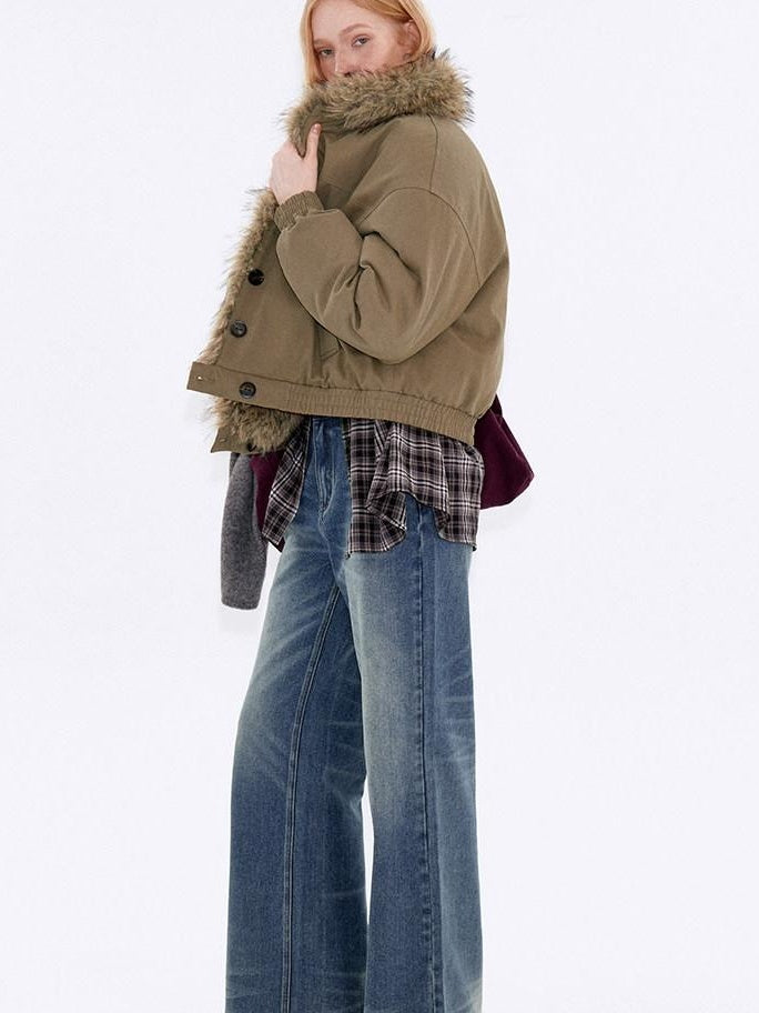 fano Shape Retaining Vintage Distressed Mid Rise Women Blue Straight Leg Jeans