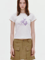 fano Stretch Cotton Korean Commuter Printed Round Neck T Shirt Basic Crop Tops