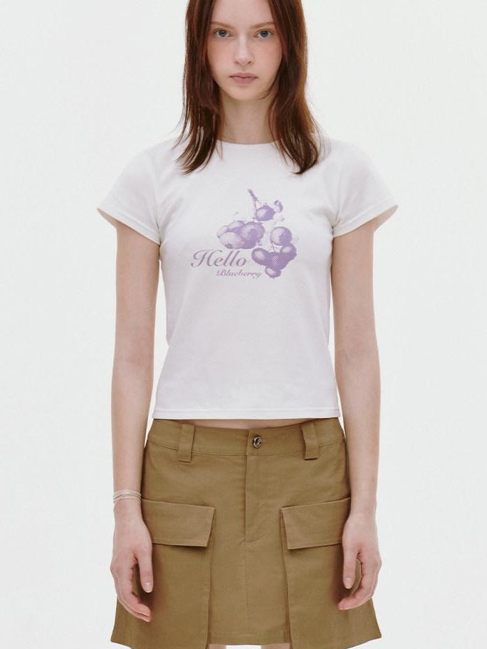 fano Stretch Cotton Korean Commuter Printed Round Neck T Shirt Basic Crop Tops