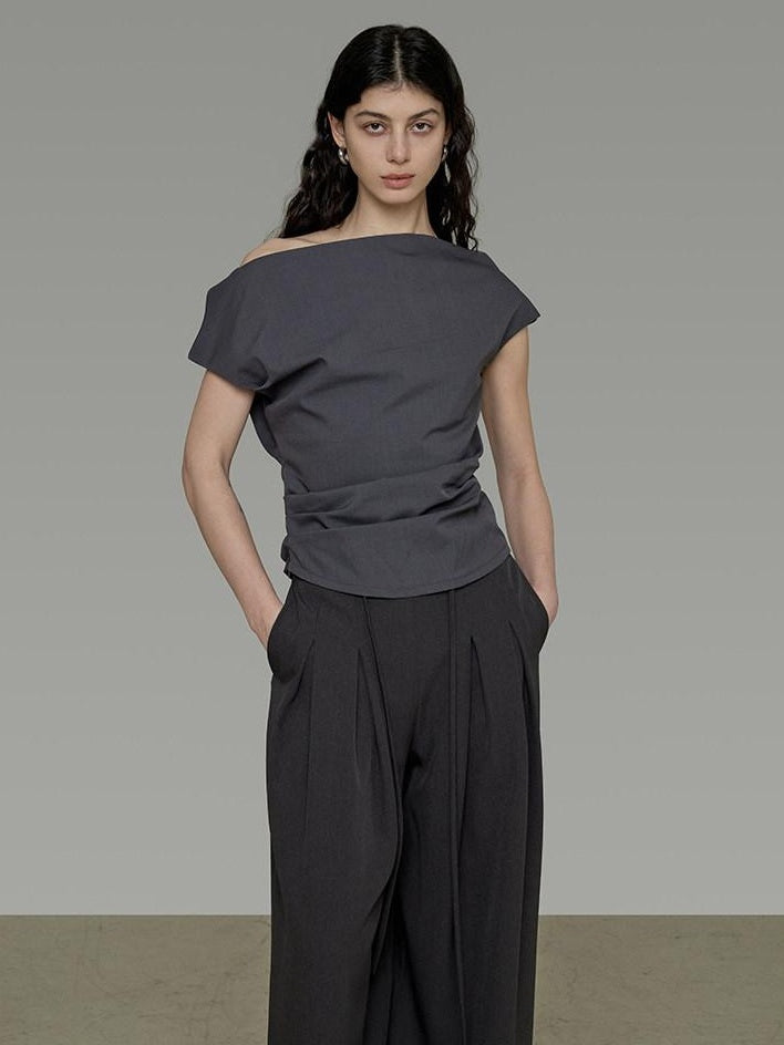 unspoken Ruffle V-neck Fitted Bell Sleeve Work Chic Polyester Knit Off Shoulder Crop Tops