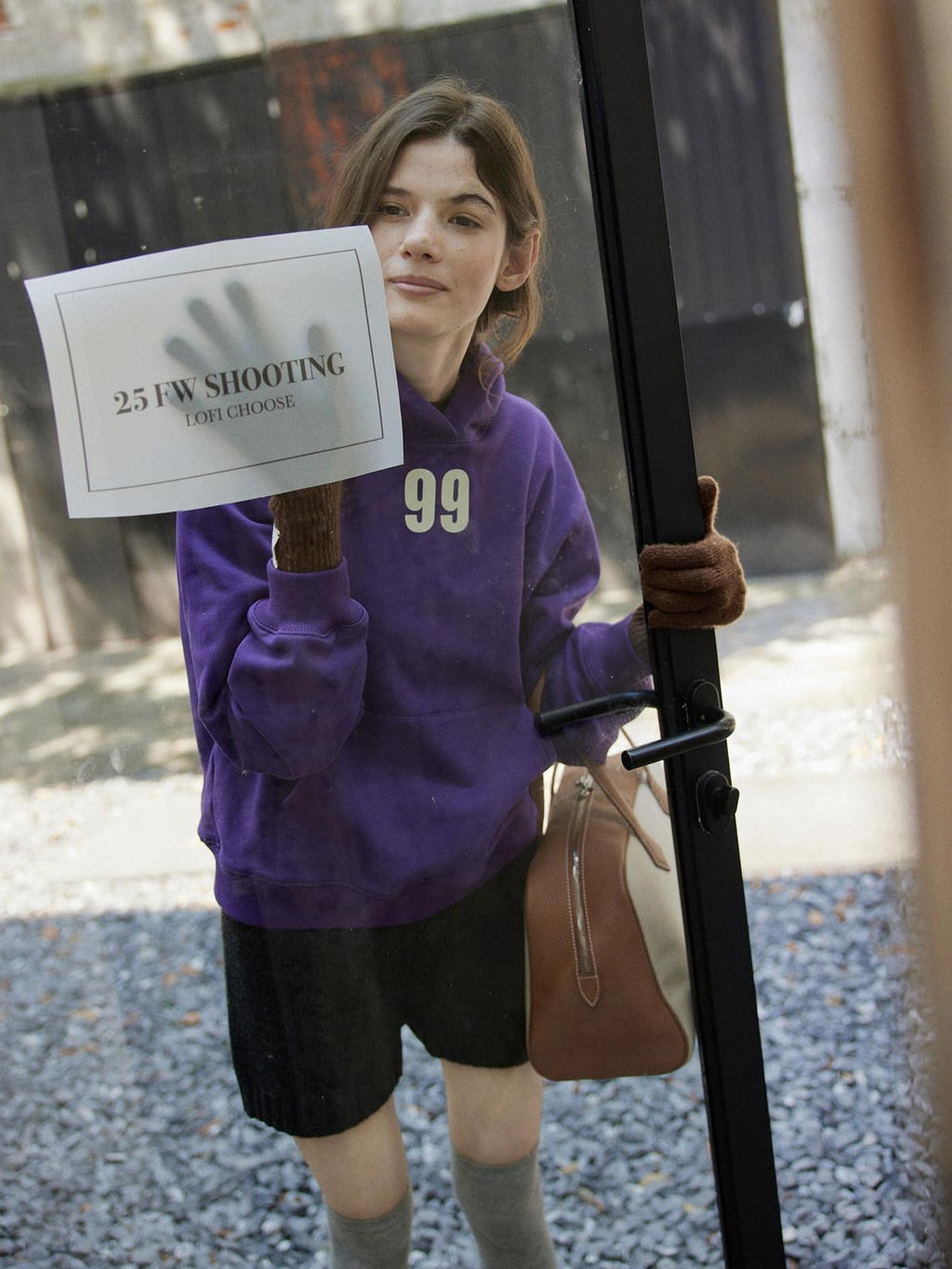 Lofi choose Loose Fit Oversized Hooded Long Sleeve Commuter Casual Purple Gray Hoodie
