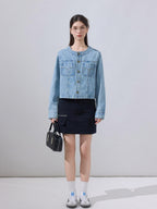 ikyou Breathable Lined High Waisted A Line Pockets Front Zip Black Cotton Mini Skirts