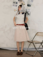 Lofi choose High Waist Flattering Wide A Line Loose Workwear Pink Full Circle Midi Skirts