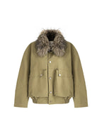 unspoken Thick Fleece Lined Fur Collar Loose Minimal Commuter Women Sage Puffer Jackets