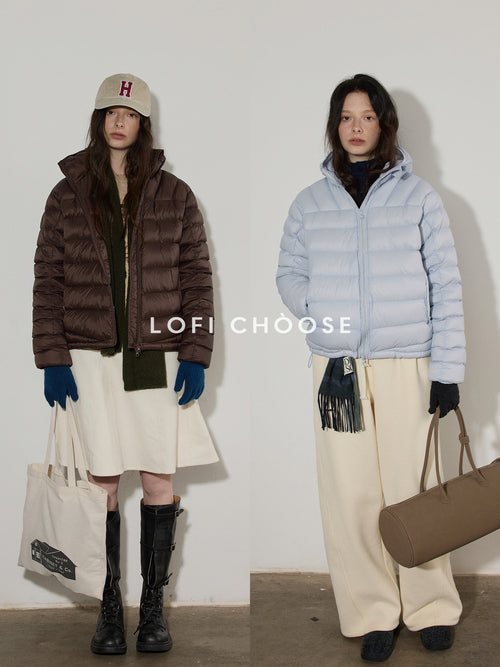 Lofi choose 90 Percent White Duck Down Thick Warm Loose Commuter Hooded Zipper Down Jackets