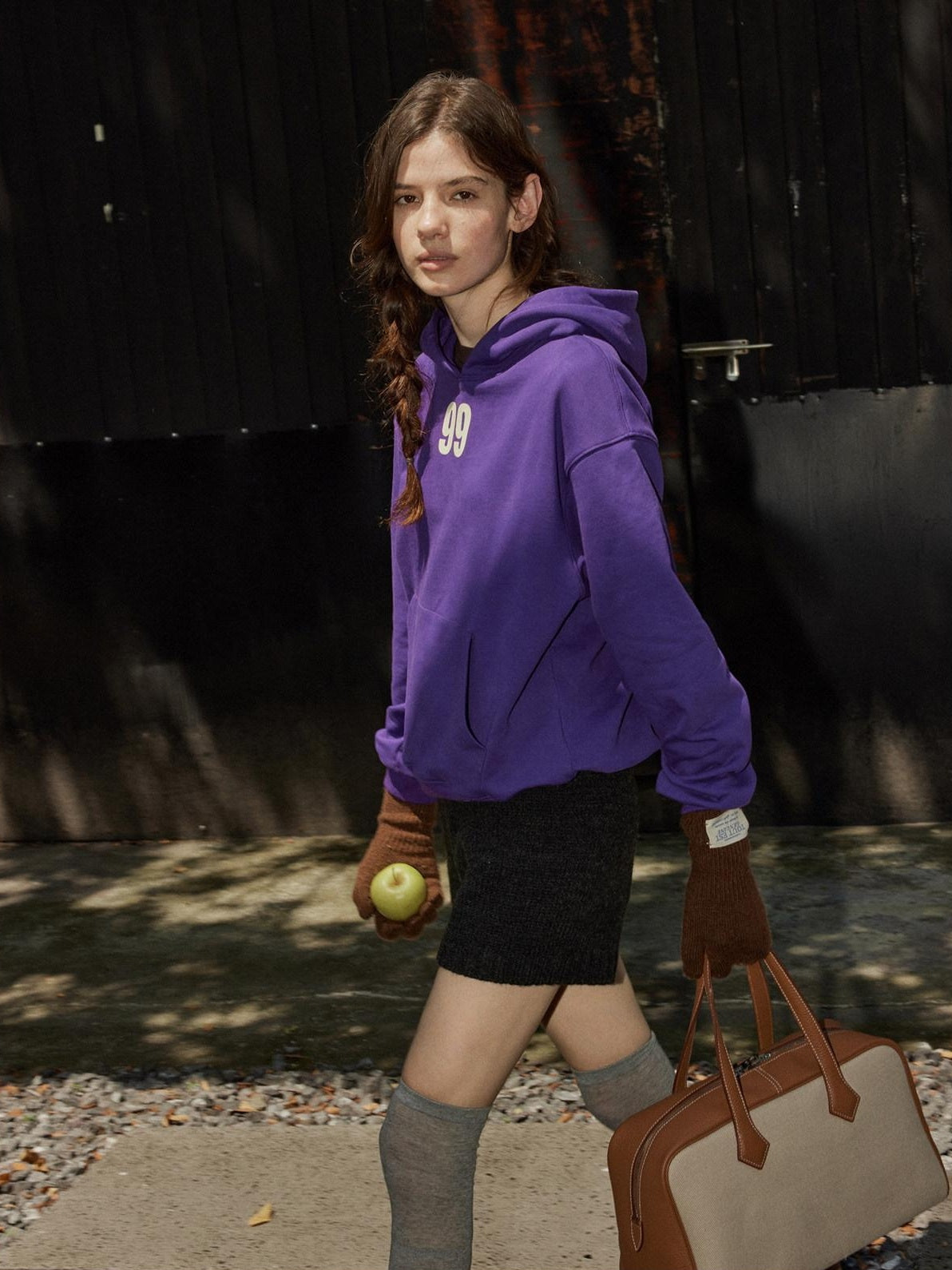 Lofi choose Loose Fit Oversized Hooded Long Sleeve Commuter Casual Purple Gray Hoodie