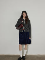 Lofi choose Cozy Contrast Trim Rolled Cuff Relaxed Fit Office Women Knit Button Cardigans