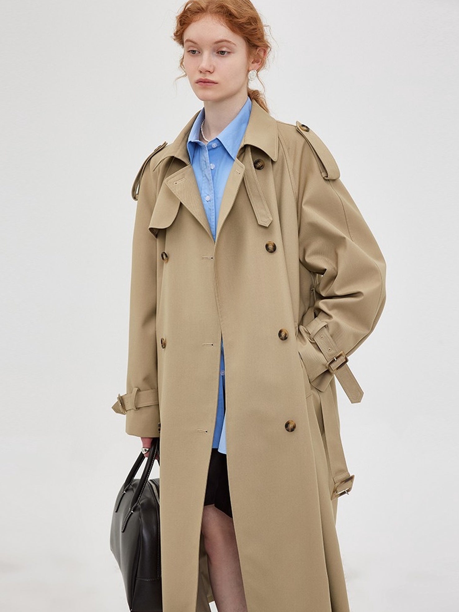 fano Single Breasted Stand Collar Relaxed Fit Women Polyester Lined Trench Coats