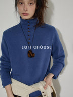 Lofi choose Soft Wool Rabbit Hair Blend Commuter Loose Rolled Hem Turtleneck Women Sweaters
