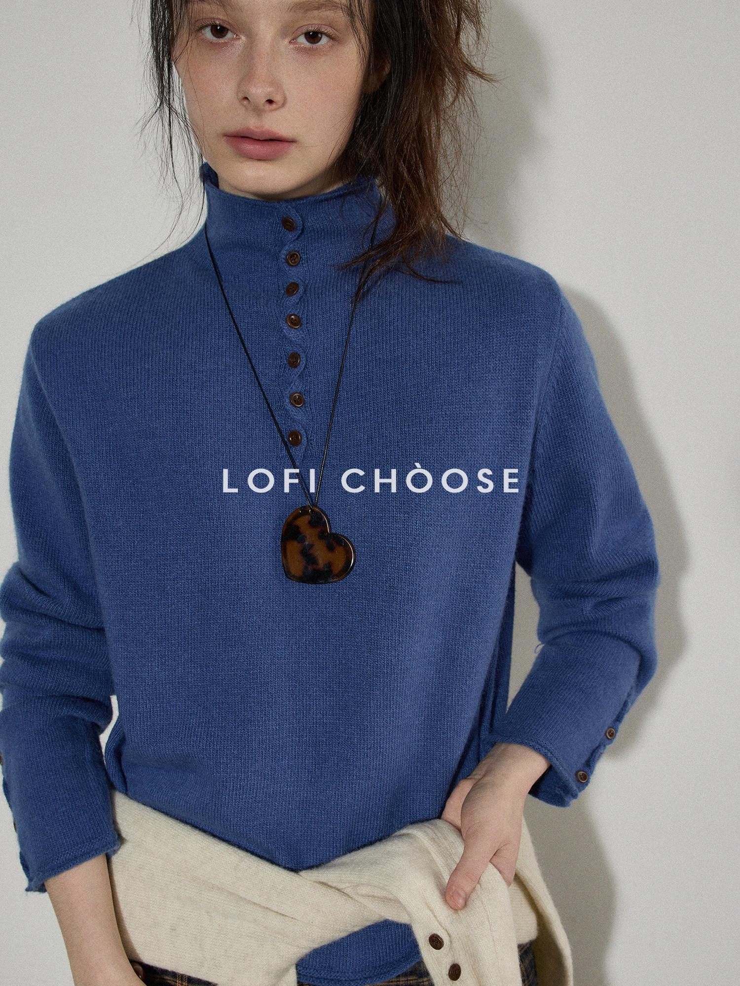 Lofi choose Soft Wool Rabbit Hair Blend Commuter Loose Rolled Hem Turtleneck Women Sweaters