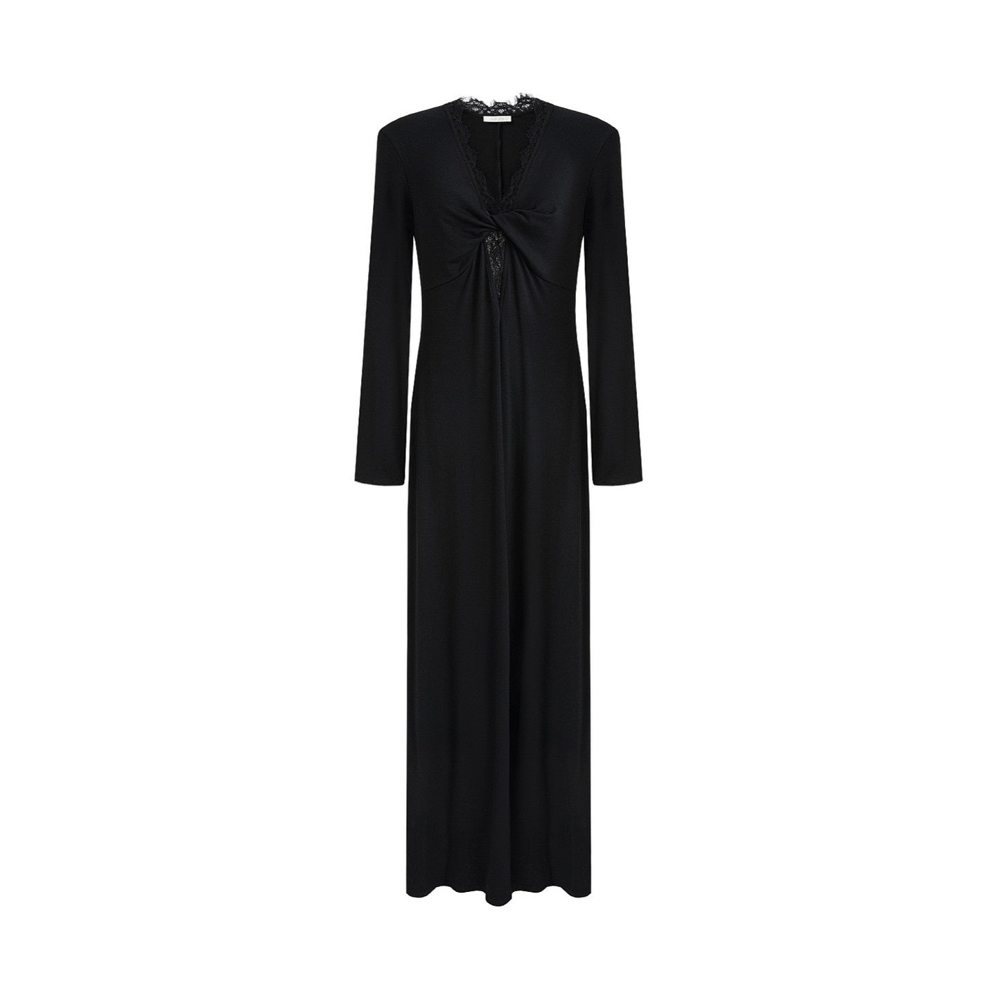 unspoken_Lyocell_Knit_Lace_Trim_Fitted_Waist_Minimal_Commuter_V-neck_Maxi_Dresses_MISSTT