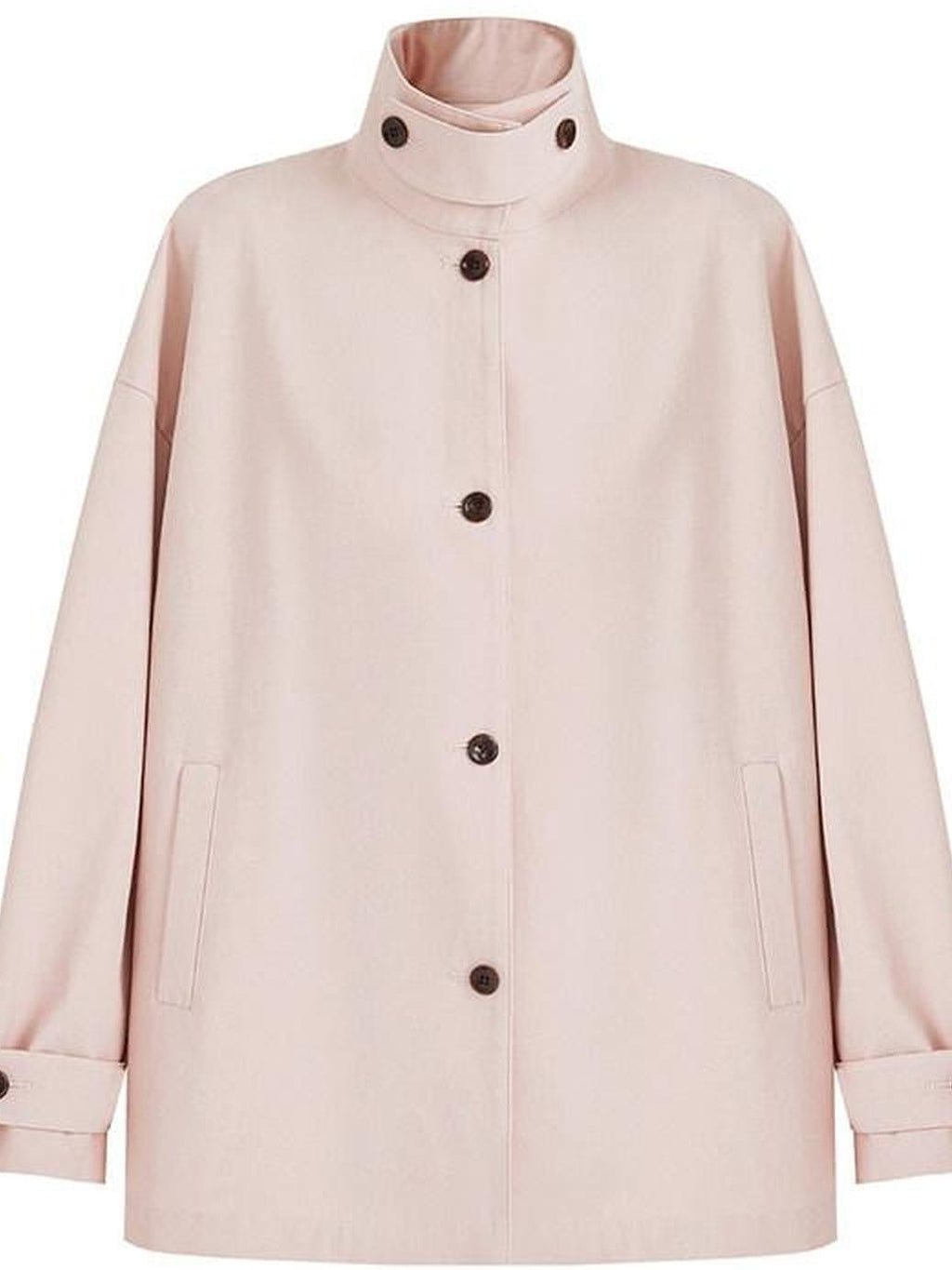fano Pure Cotton Relaxed Commuter Stand Collar Midlength Peach Pink Trench Coats