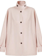 fano Pure Cotton Relaxed Commuter Stand Collar Midlength Peach Pink Trench Coats