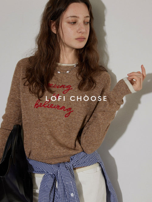 Lofi choose Colorblock Pullover Relaxed Fit Commuter Crewneck Casual Office Sweatshirt