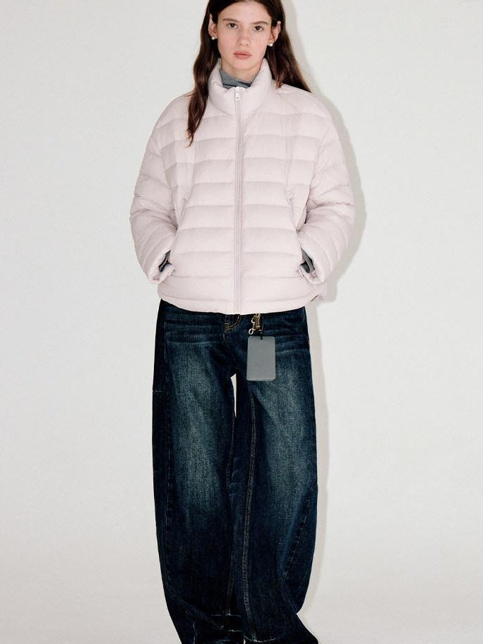 fano Warm 90 Percent Duck Down Straight Commuter Short Pink Fur Collar Down Jackets