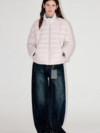 fano Warm 90 Percent Duck Down Straight Commuter Short Pink Fur Collar Down Jackets