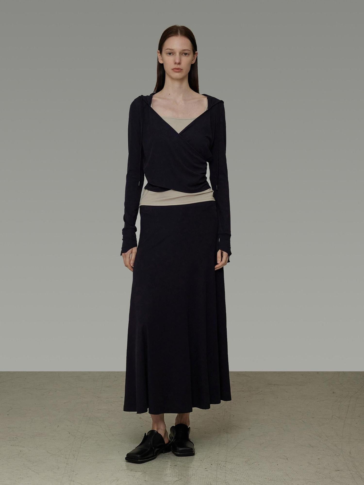 unspoken Navy V-neck Long Sleeve Knit Two Piece Office Casual Women Lounge Sets