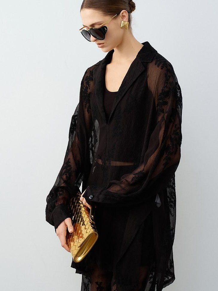 audreyyang Polyester Two Piece V-neck Long Sleeve Tailored For Women Wide Leg Pants