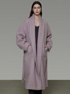 unspoken Cozy Thick Lambswool Midlength Loose Fit Minimalist Commuter Lavender Wool Coats