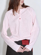 fano Breathable Cotton Blend V-neck Loose Fit Women Casual Long Sleeve T-Shirts