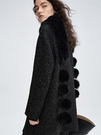 audreyyang Ultra Warm Fox Fur Solid Black Plush Elegant Women Luxury Scarves