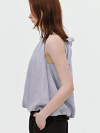 fano Soft Viscose Blend Striped Commuter Loose Halter For Women Halter Crop Tops