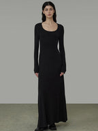 unspoken Waist Defining Knit Hline Minimalist Commuter Long Sleeve Maxi Dresses