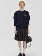 fano Wool Blend Straight Cut Commuter Round Neck Short Solid Knit Cardigans