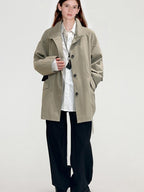 fano Oversized Cotton Blend Single Breasted Korean Commuter Women Khaki Trench Coats