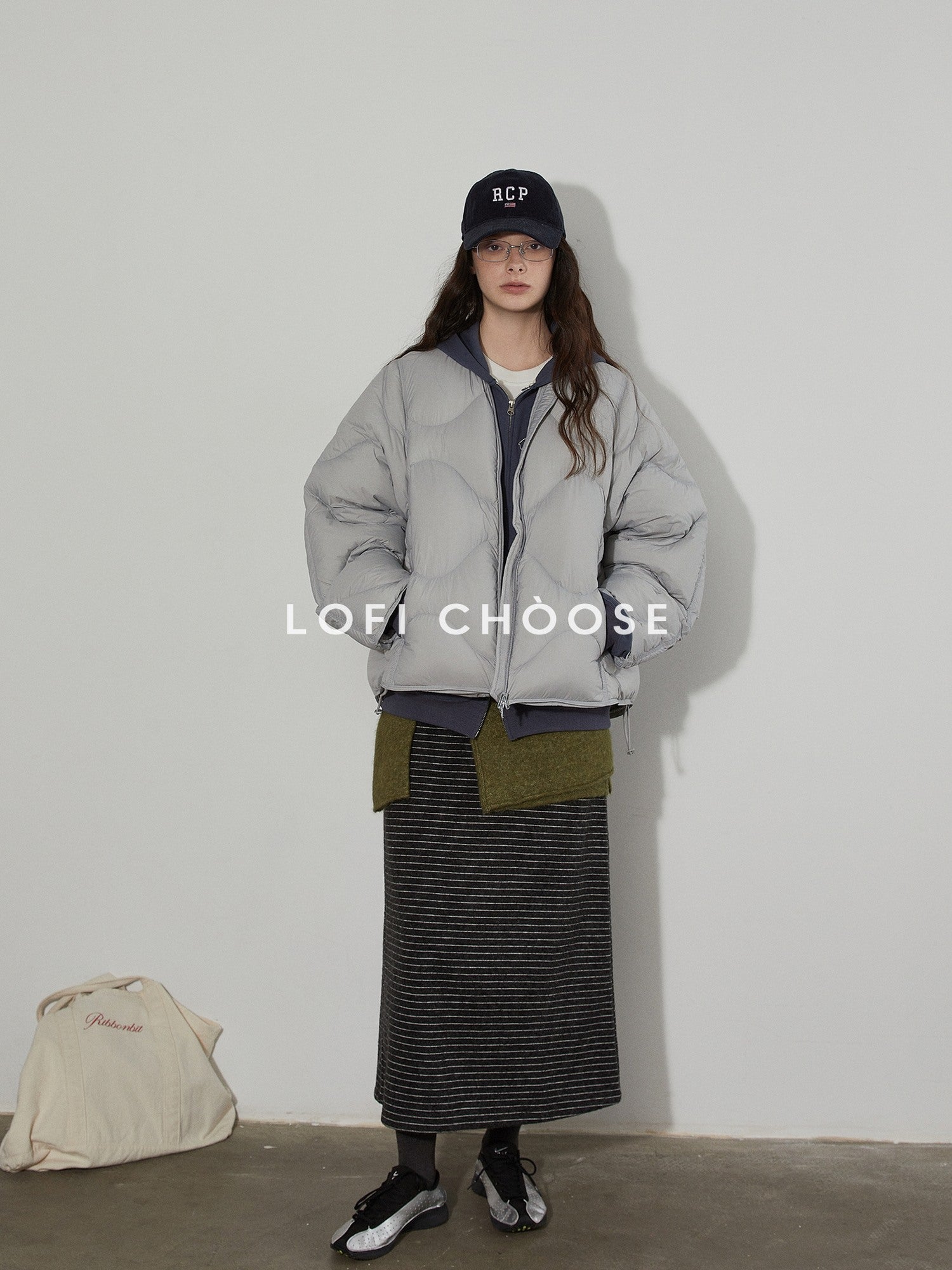 Lofi choose Ultra Warm 90 Percent White Duck Down Loose Commuter Wavy Zip Down Jackets