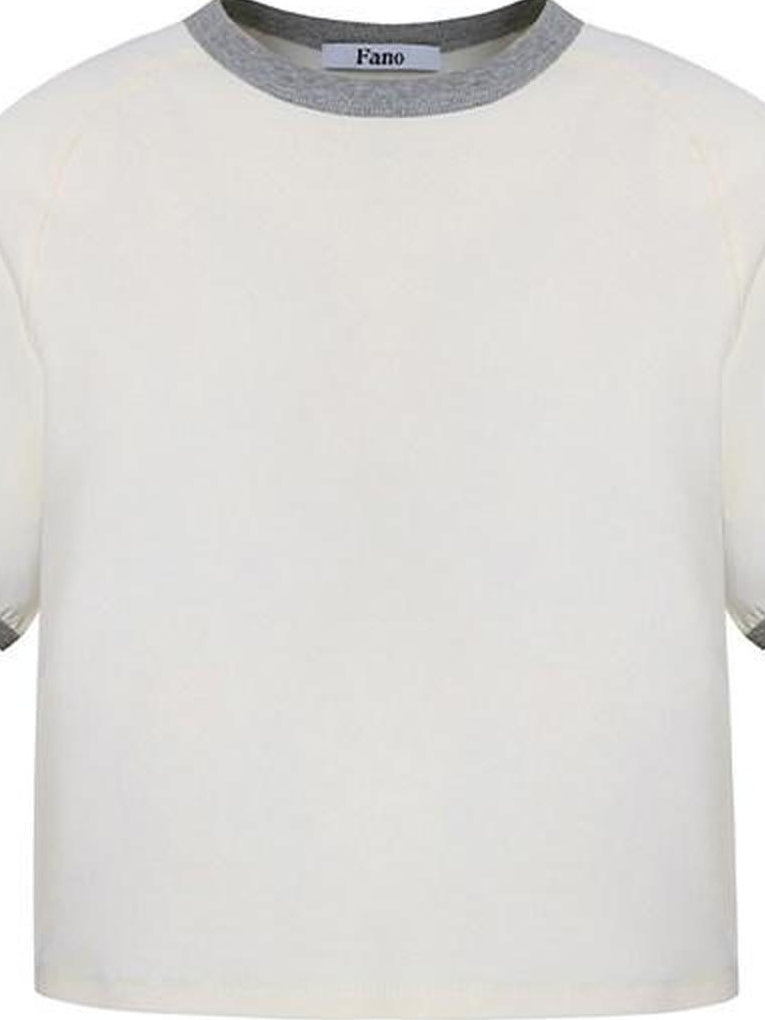 fano Quick Dry Cotton Stretch Loose Korean Crewneck Off White Short Sleeve T-Shirts