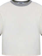 fano Quick Dry Cotton Stretch Loose Korean Crewneck Off White Short Sleeve T-Shirts