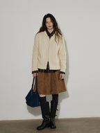 Lofi choose Flattering High Waist Ruched A Line Office Khaki Polyester Women Midi Skirts