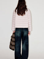fano Warm 90 Percent Duck Down Straight Commuter Short Pink Fur Collar Down Jackets