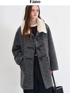 fano Lambswool Blend Single Breasted Loose Midlength Heather Gray Long Coats