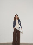 Lofi choose Two Tone Button Front Loose Fit Commuter Round Neck Women Knitwear Cardigans