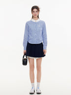 ikyou Shape Retention Patchwork A Line Lined Side Zip Casual Women Mini Skirts