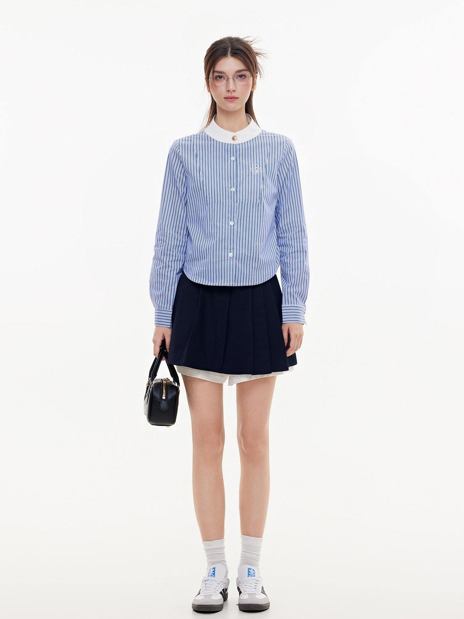 ikyou Shape Retention Patchwork A Line Lined Side Zip Casual Women Mini Skirts
