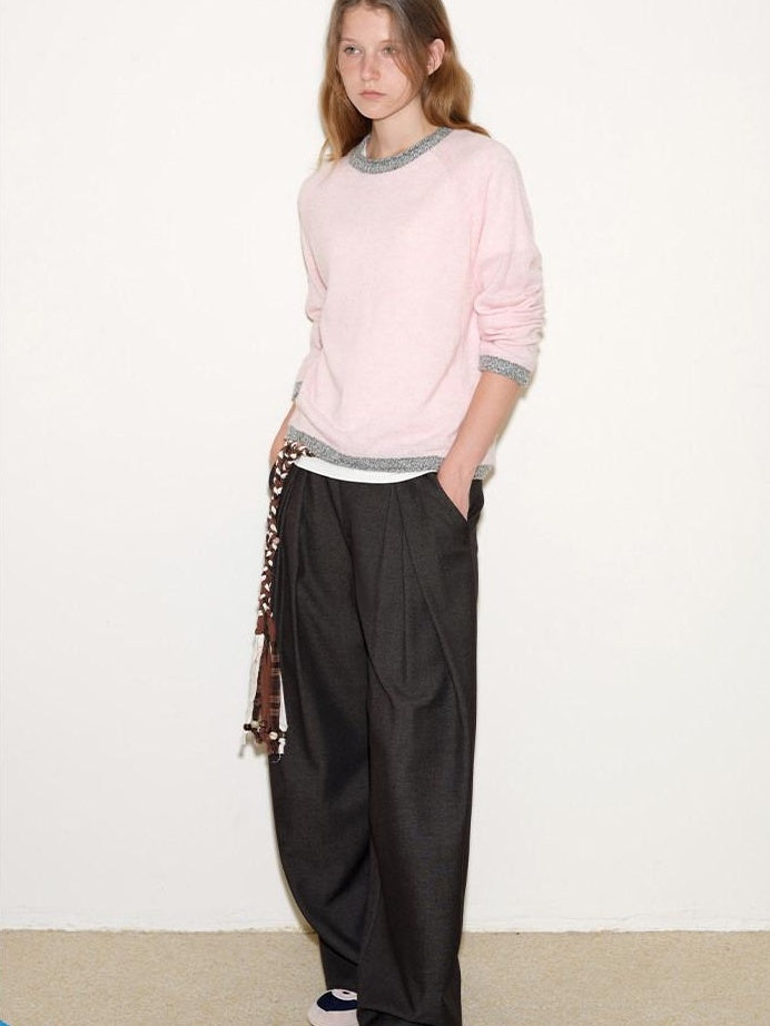 fano Wool Alpaca Blend Casual Loose Fit Crewneck Knit Pullover Longsleeve Sweaters