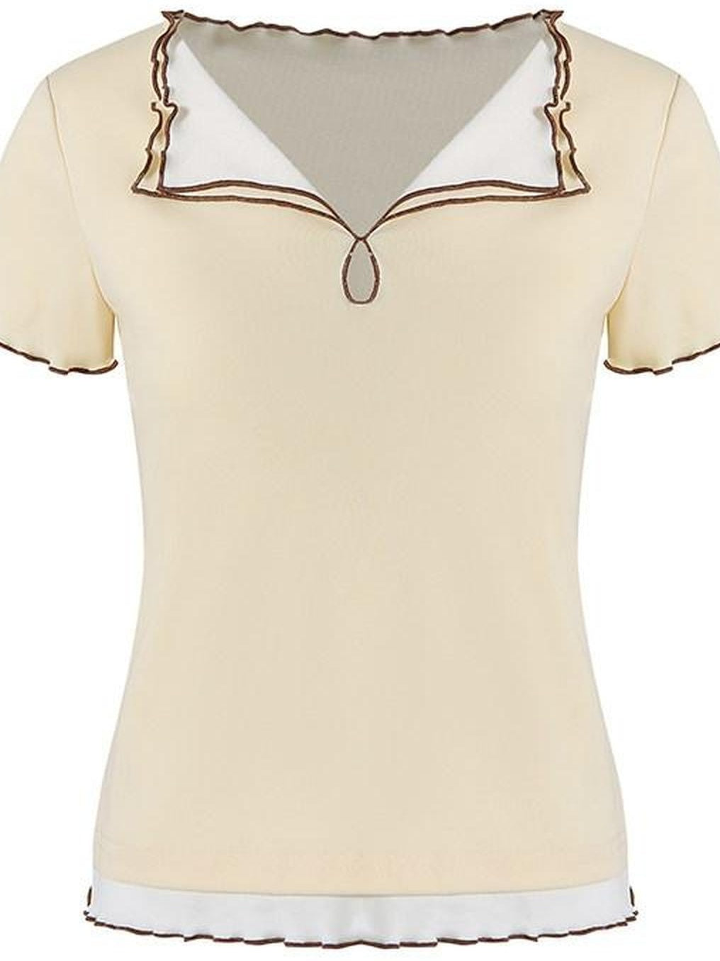 fano Lyocell Cotton Blend Slim Fit Korean Commuter Yellow Short Sleeve T-Shirts