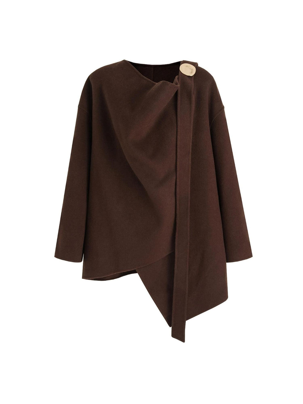 unspoken Pure Sheep Wool Lapel Collar Loose Fit 3D Cut Office Coffee Wool Coats